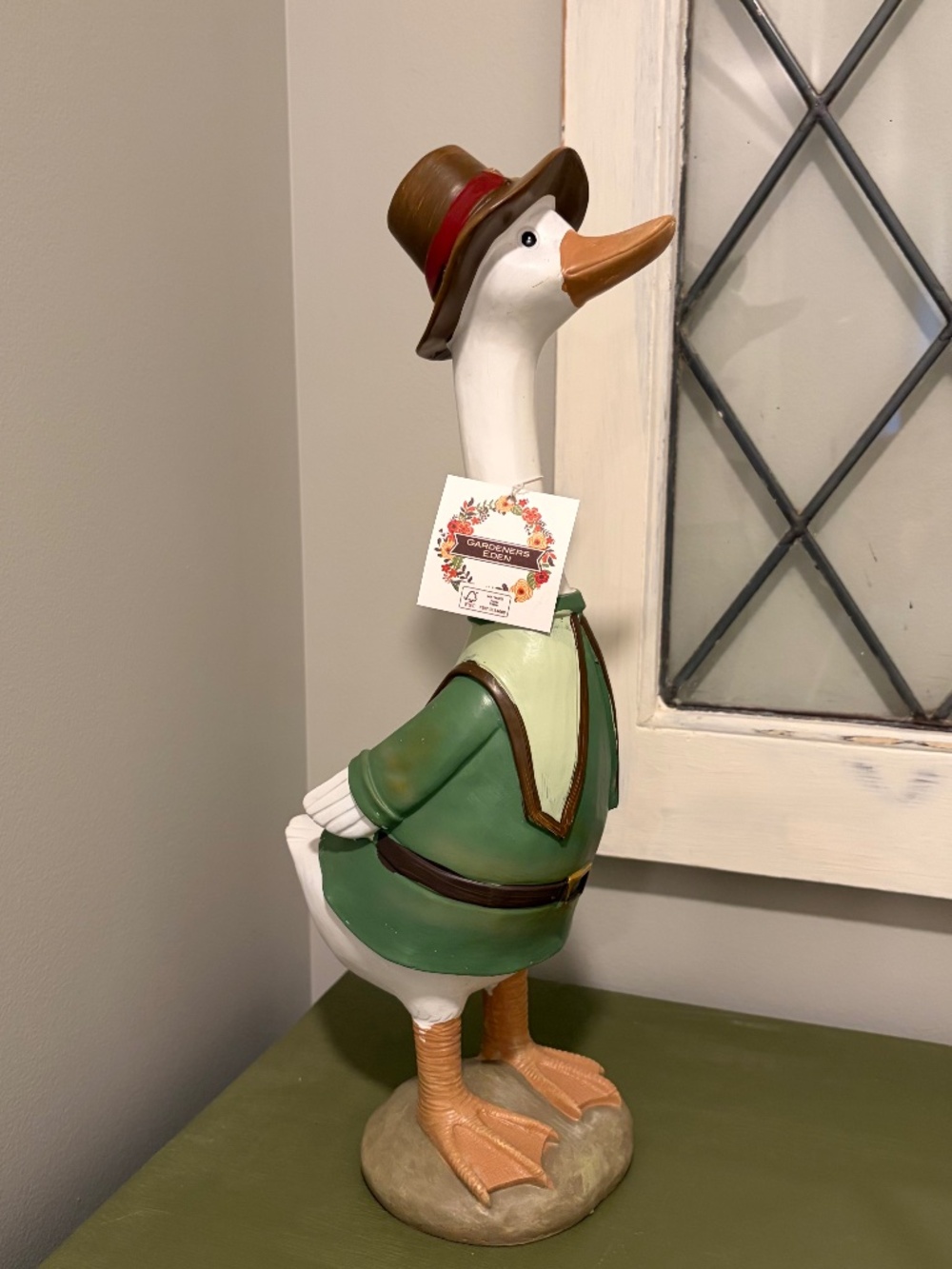 Gardeners Eden Green Pilgrim Harvest Duck 16" NWT porch decor cottagecore